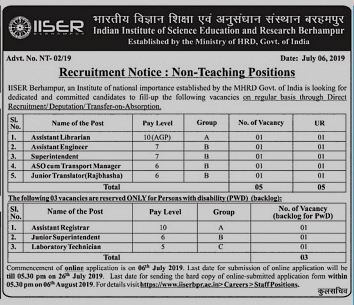 Job vacancy in berhampur orissa