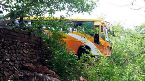 Narrow Escape For Tourists as Bus Rams into Fence Near Odishas Dhauli-May-2016